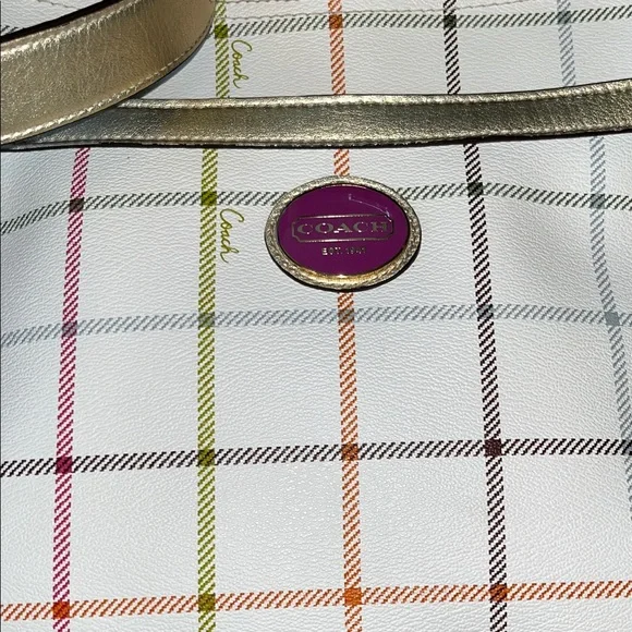 Coach Heritage Tattersall Shoulder Bag with Gold Accents. Excellent condition! - Picture 7 of 11